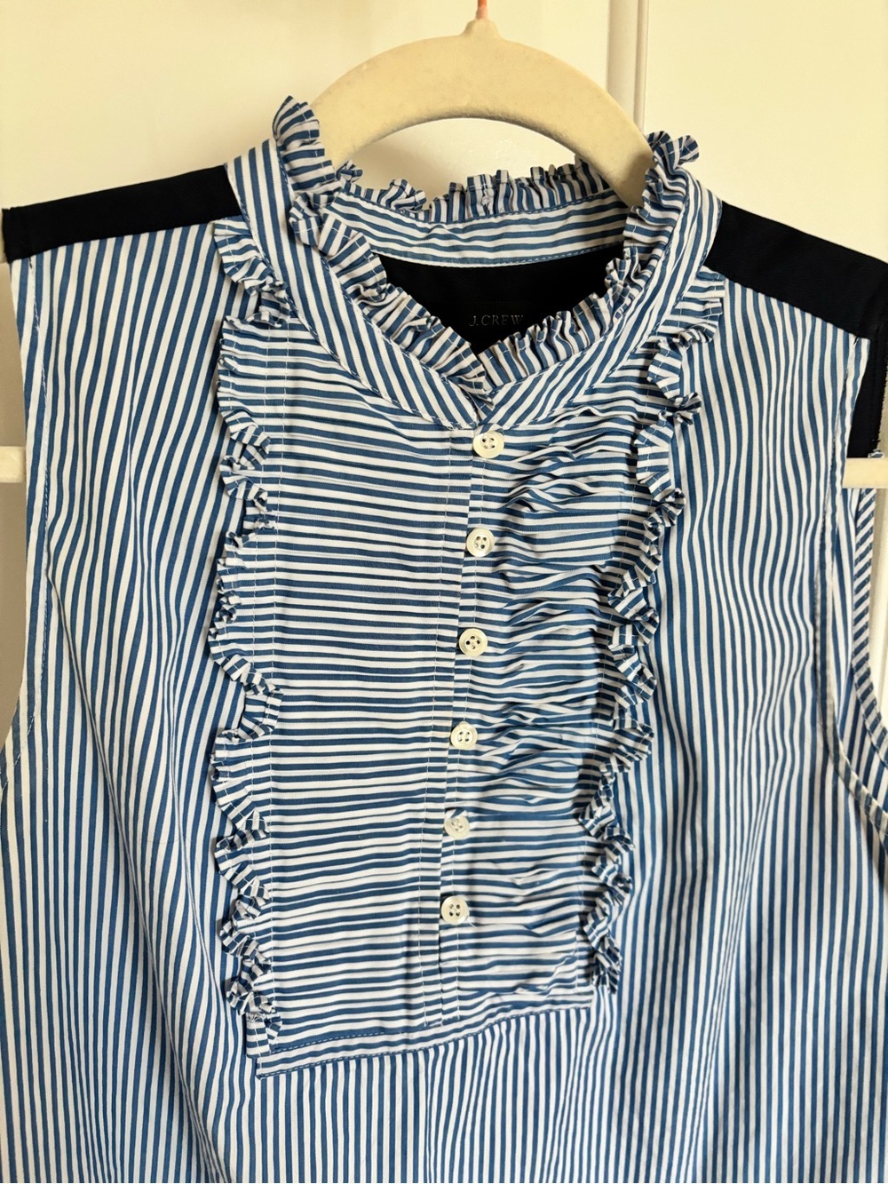 J. Crew Stripe Ruffle Shirt - Picture 2 of 4
